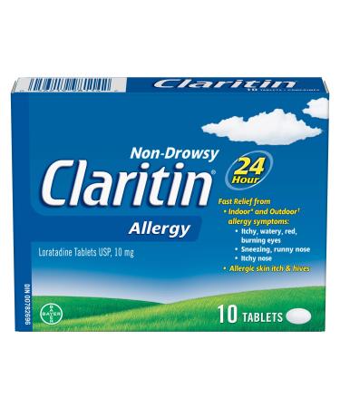 Claritin Allergy Medicine 24-Hour Non-Drowsy Relief 10 mg 10 Tablets