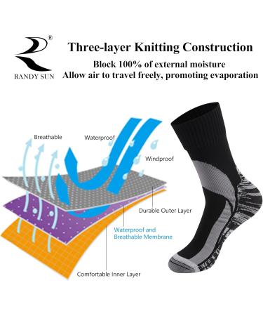 Randy Sun Waterproof Breathable Socks - SGS Certified Unisex Hiking & Trekking Mid Calf - Black & Grass Green - Buy Online on GoSupps.com