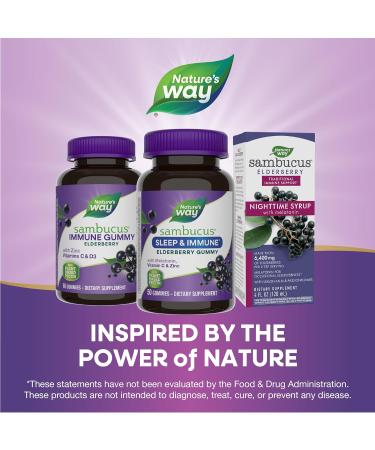 Nature's Way Sambucus Sleep + Immune Gummies with Melatonin & L-Theanine - 50 Count - Buy Online on GoSupps.com