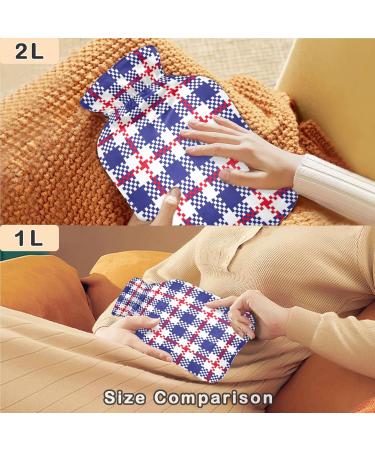 Buy Naanle Plaid American Hot Water Bottle 1L | Pain Relief & Warmth for Bed Hands & Feet | Transparent Bag Included - Buy Online on GoSupps.com