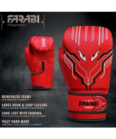 Farabi Sports 6oz Boxing Gloves for Kids - Boys & Girls Youth Training Gloves for MMA Muay Thai & Punching Bag (Ages 5-10) - Red - Buy Online on GoSupps.com
