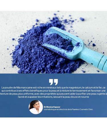 Poudre de nila Nila bleu poudre Maroc Qualit premuim Marque Fran aise claircit le teint et unifie la peau anti taches d acn Hydrate & adoucit le visage Soin Naturel Peau & Cheveux 100g - Buy Online on GoSupps.com