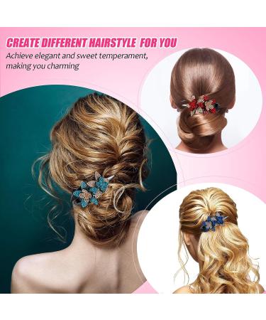 Rhinestone Double Flower Hair Clip Set - 8 Pieces | Crystal Glitter Hair Accessories for Women and Girls - Buy Online on GoSupps.com
