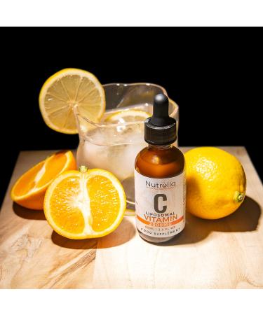 Nutroliq Liposomal Vitamin C Liquid Drops - 2000mg Vegan Supplement for Immune Support - Natural Orange Flavour - 60ml Glass Bottle - Buy Online on GoSupps.com