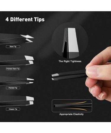 Fuckettes Set of 4 Stainless Steel Tweezers - Precision Eyebrow Plucking & Face Hair Removal | Quality Tweezers for Ingrown Hair Splinters & Blackheads - Buy Online on GoSupps.com