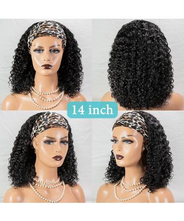 Curly Human Hair Headband Wig | None Lace Front | Deep Wave Machine Made | Natural Color 14 150% Density | for Black Women - Buy Online on GoSupps.com