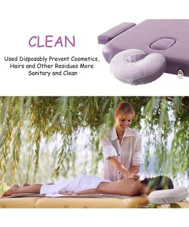 100 Pack Disposable Massage Headrest Covers 14.2 x 13 Inch - White, Non-Sticking & Non-Woven U-Shaped Cradle Cover for Massage Tables - Buy Online on GoSupps.com