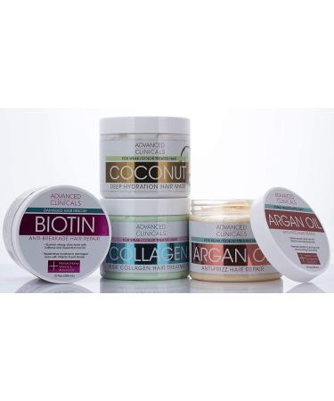 Coconut Deep Hydration Hair Mask - Advanced Clinicals 12 oz | Nourish & Revitalize - Buy Online on GoSupps.com