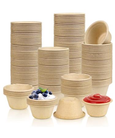 Cmkura 200 Pack 2oz Disposable Souffle Cups Bagasse Fiber Souffle Cups Portion Cups Sample Cups Tasting Cups Condiment Cups for Salad Dressing Sauce Souffle and Salsa