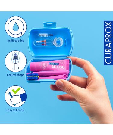 Curaprox Travel Set Ortho Blue - Travel Toothbrush Interdental Brush 10ml Toothpaste & Travel Box | Best International Shipping - Buy Online on GoSupps.com