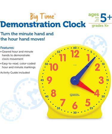 Buy Learning Resources Big Time Learning 12-Hour Learning Clock - Educational Toys for Kids - International Shipping Available - Buy Online on GoSupps.com