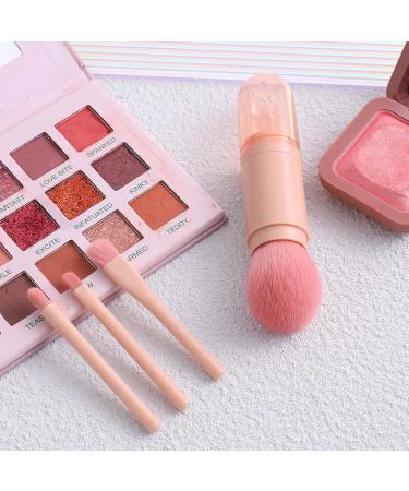 Travel Makeup Brushes Set - 4 in-1 Portable Retractable Blush & Foundation Brushes for Women - Mini Cute Facial Makeup Brush Set (Pink) - International Shipping Available - Buy Online on GoSupps.com