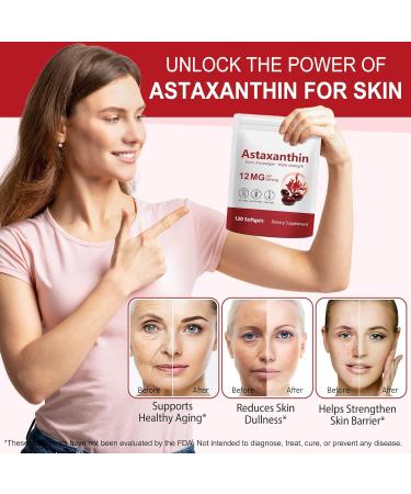 Premium Astaxanthin 12mg 120 Softgels | Natural Antioxidant Supplement for Eye Joint Skin Health Microalgae Source | 4 Month Supply | Supports Internal Circulation & Natural Tanning Non-GMO 120 Count (Pack of 1) - Buy Online on GoSupps.com