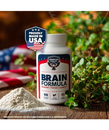 AMERICAN VITALITY Brain Formula with Niacin Vitamin B6 & GABA Provides Nutritional Support for Brain Health & Mental Performance* 60 Capsules - Buy Online on GoSupps.com