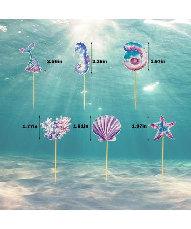 TSJ 12 PCS Mermaid Cupcake Toppers Cake Toppers Mermaid Tail Seahorse Cupcake Sticks Mermaid Theme Birthday Baby Shower Party Supplies - Buy Online on GoSupps.com