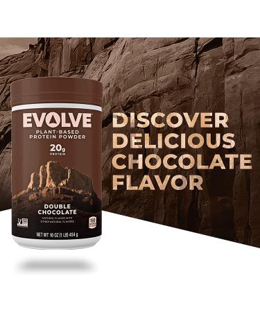 Evolve Plant Based Protein Powder - Double Chocolate, 20g Vegan Protein, Dairy Free, Non-GMO - 1 lb - Buy Online on GoSupps.com