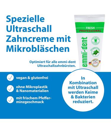EMMI-Dent Ultrasound Toothpaste Fresh - Vegan & Gluten-Free 3x75ml Ideal for Sensitive Teeth & Gums Peppermint Flavor Microplastic-Free - Buy Online on GoSupps.com