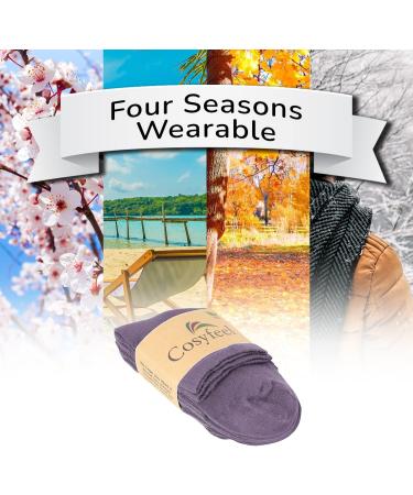 Cosyfeel Women Loose Diabetic Socks | 4-Pack Neuropathy Ankle Socks for Ladies | Super Soft Eco-Friendly Bamboo Material | Durable with Seamless Toe | Multicolour Patterns | 4 Seasons 7-9 1/2 CHALK VIOLET - Buy Online on GoSupps.com