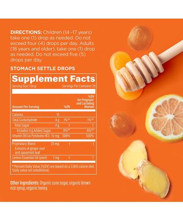 UpSpring Stomach Settle Drops - Lemon-Ginger Honey, 28 Wrapped Drops (4oz) | Digestive Support - Buy Online on GoSupps.com