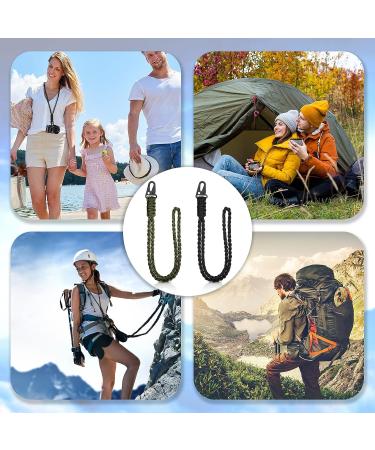 Frienda Heavy Duty Paracord Lanyard Necklace Whistles Strap Braided 550 Keychain for Outdoor Activities - Black & Army Green 2.0 - Buy Online on GoSupps.com