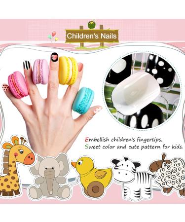 Kalolary 96PCS Kids False Nail Kit - Pre-glue Full Cover Dot Heart Pattern Short Nails with Nail Glue Sticker - Cute Gift for Little Girls - Buy Online on GoSupps.com