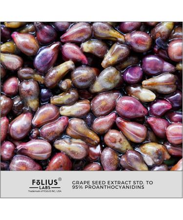 FOLIUS LABS Grape Seed Extract 500mg - 95% OPCs Polyphenols - High Strength Grape Seed Supplement - Support Cardiovascular Health 120 Capsules - Buy Online on GoSupps.com