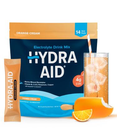 Low Sodium Electrolyte Powder Packets - Marine-Mineral Hydration Mix with Vitamins B C D | No Salty Aftertaste | 14 Orange Cream Sticks | Vegan Non-GMO Gluten Free Orange Cream 4 Ounce (Pack of 1)