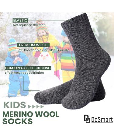 Winter Warm Kids Wool Crew Socks - 6 Pairs Solid Color for Boys and Girls 4-7 Years - Buy Online on GoSupps.com