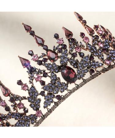 SWEETV Vintage Metal Queen Crown Tiara for Women - Crystal Wedding Headpiece in Purple - Buy Online on GoSupps.com
