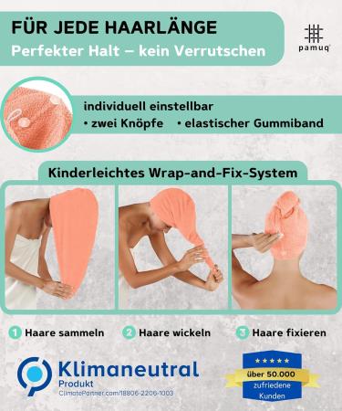 Buy Pamuq Hairurban 100% Cotton Turban Towels - Quick-Drying Coral Hair Towel Set (2 Pieces) for Effortless Drying & Styling - Buy Online on GoSupps.com