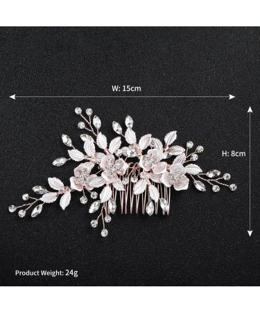 Rose Gold Floral Wedding Hair Comb Set with Crystal Accents - Perfect Bridal Hair Accessories - Buy Online on GoSupps.com