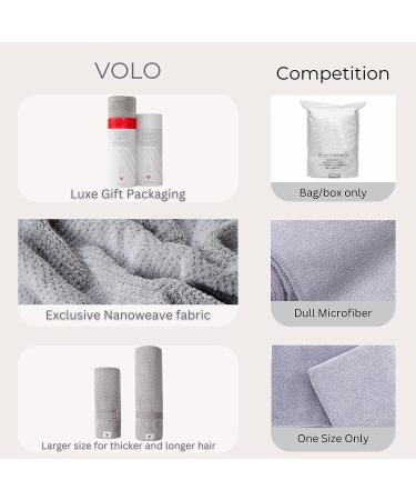 VOLO Super Hero XL Luna Gray Hair Towel - Ultra Soft & Absorbent Nanoweave Fabric | Reduce Dry Time by 50% | Ideal Towel Wrap for Long Thick Hair - Buy Online on GoSupps.com