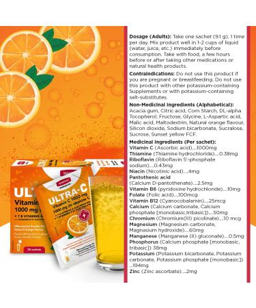 Wampole Ultra-C 1000 mg of Vitamin C + B Vitamins & Electrolytes Effervescent Powder Mix Immunity Energy and Hydration (1 Pack) - Buy Online on GoSupps.com