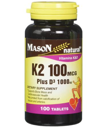 Mason Natural Vitamin K2 Plus Vitamin D3 100 mcg 100 Tablets
