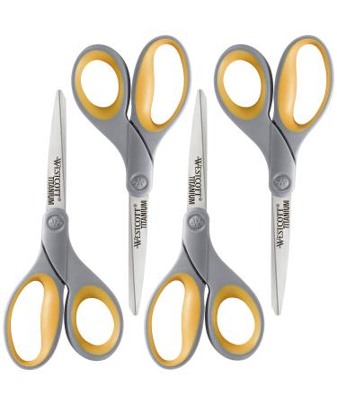 Westcott 17598 8-Inch Titanium Scissors For Office and Home, Yellow/Gray, 4 Pack - Buy Online on GoSupps.com