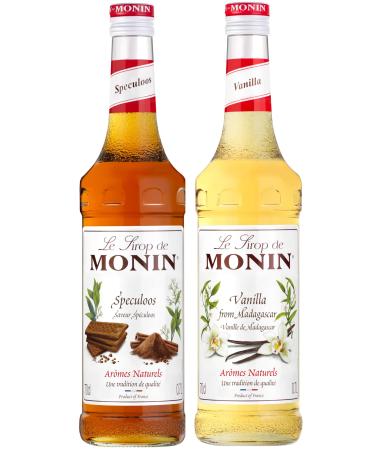 MONIN - Assortment Speculoos Syrup and Vanilla Syrup for hot chocolates - Natural flavors - 2x70 cl