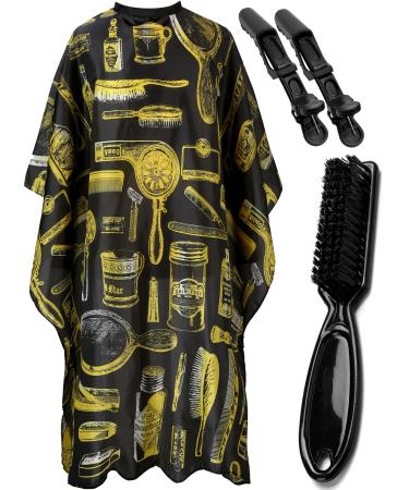 Professional Salon Cape with Snap Closure Waterproof Hair Salon Cutting Cape Barber Hairdressing Cape Yellow Stripe