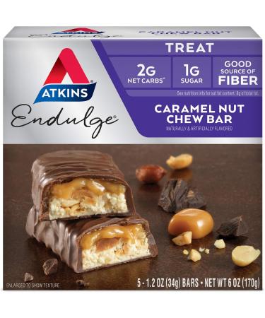 Atkins Creamy Vanilla Protein Shake 15g Protein 12 Count and Caramel Nut Chew Bar Dessert Favorite 5 Count Bundle - Buy Online on GoSupps.com