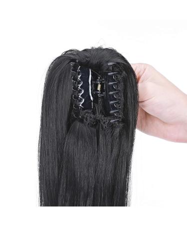 Buy High-Quality 55.8cm Dark Black Ponytail Extension - Realistic Wavy Braid Hair Piece with Bracket for Effortless Styling - Buy Online on GoSupps.com