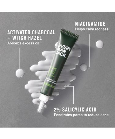 Every Man Jack Acne Spot Treatment - Maximum Strength Skin Clearing Serum with 2% Salicylic Acid & Activated Charcoal - Target Acne Blemishes & Redness - Fast Absorbing 0.5oz (Pack of 1 - Buy Online on GoSupps.com