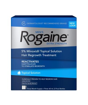 Men's Rogaine Extra Strength 5% Minoxidil Topical Solution for Hair Loss and Hair Regrowth  Topical Treatment for Thinning Hair  3-Month Supply