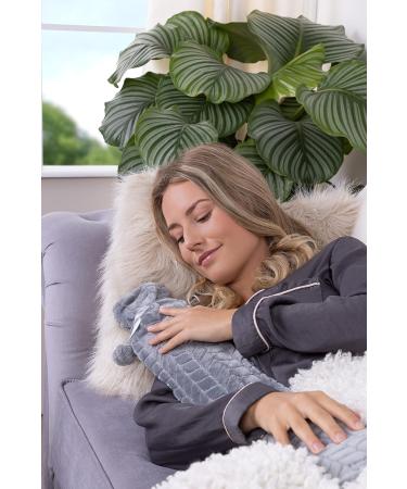 Glengor Luxury Extra Long Hot Water Bottle 75cm - 2L Natural Rubber - Grey Cover - Buy Online on GoSupps.com