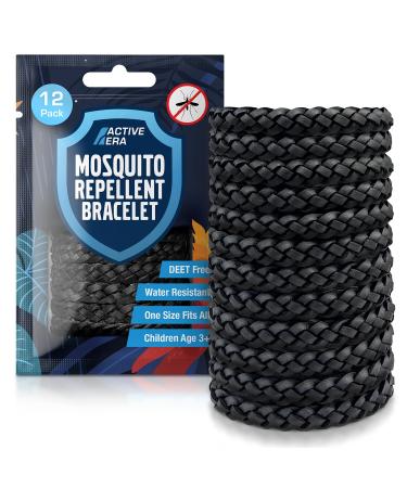 Active era mosquito protection bracelet (12 pc) mosquito defense outdoor camping - mosquito bracelet for children & adults - natural anti mosquito protection waterproof 10 days protection 100% deet free - black 1 piece (12 pack) - Buy Online on GoSupps.com