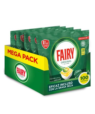 Fairy Original All in One Lemon Scented Tablets 100 Capsules (5 x 20) Effective Even with Dry Fat