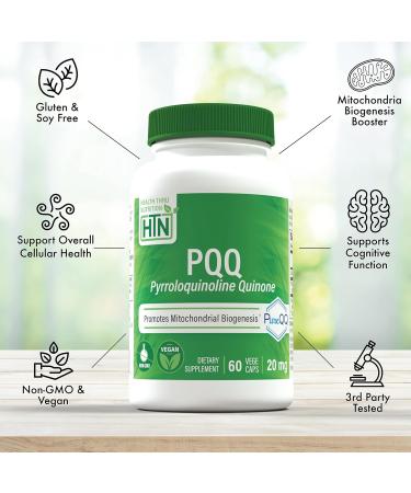 Health Thru Nutrition PQQ 20mg - Vegan Non-GMO Mitochondrial Support Supplement | 60 Servings | PureQQ Clean Label - Buy Online on GoSupps.com