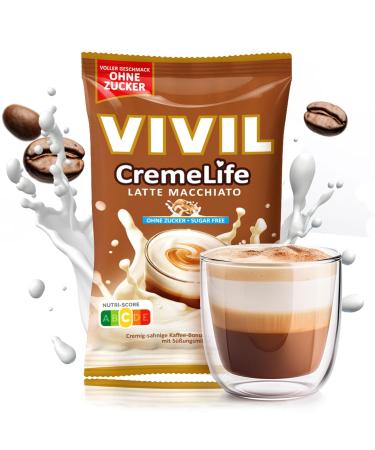 Vivil Creme Life Latte Macchiato - Sugar-Free & Gluten-Free Cream Bonbons 110g Bag | Strong Coffee Flavor for Guilt-Free Indulgence - Buy Online on GoSupps.com