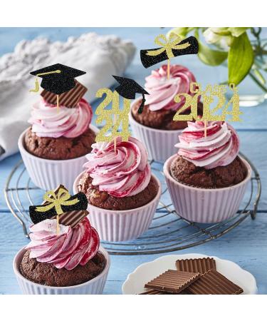 Gold Class of 2022 Graduation Cap Cupcake Toppers for 2022 Graduation Decorations - Buy Online on GoSupps.com