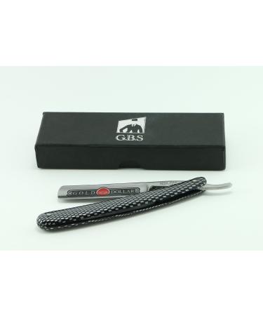 GBS Carbon Steel 5/8" Straight Razor with Imitation Carbon Fiber Checkered Pattern Scales