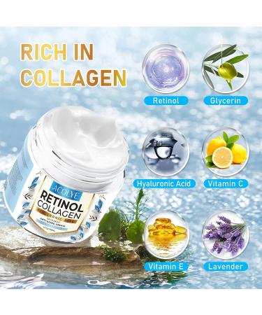 Retinol Cream with Hyaluronic Acid & Collagen - Anti Aging Moisturizer for Face & Neck - 1.7 oz - Buy Online on GoSupps.com