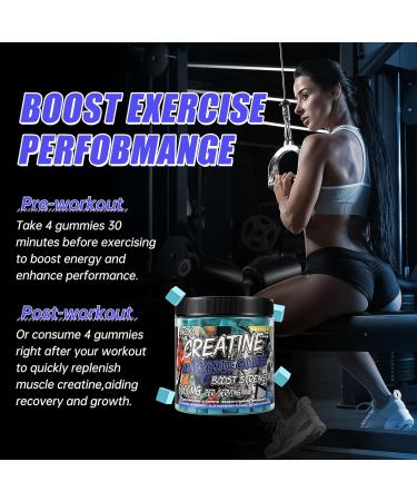 Creatine Monohydrate Gummies 6g for Men Women Complex Creatine Monohydrate Chewable for Muscle Strength Muscle Building Energy Boost Pre-Workout Energy Supplement Vegan Blue Raspberry - 120 Count - Buy Online on GoSupps.com